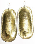 Oblong Hammered Brass Statement Earrings