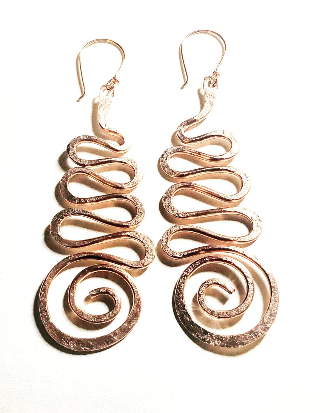Wave Spiral Copper Earrings
