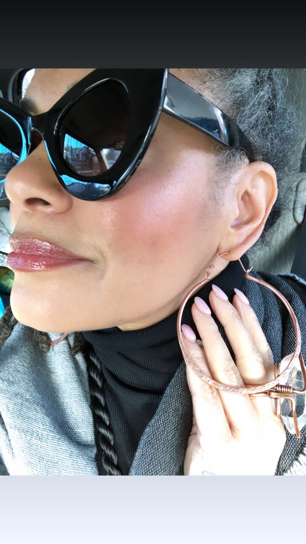 Large Hammered Copper Hoop Earrings, Handwrought (4 inch)