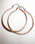 Large Hammered Copper Hoop Earrings, Handwrought (4 inch)