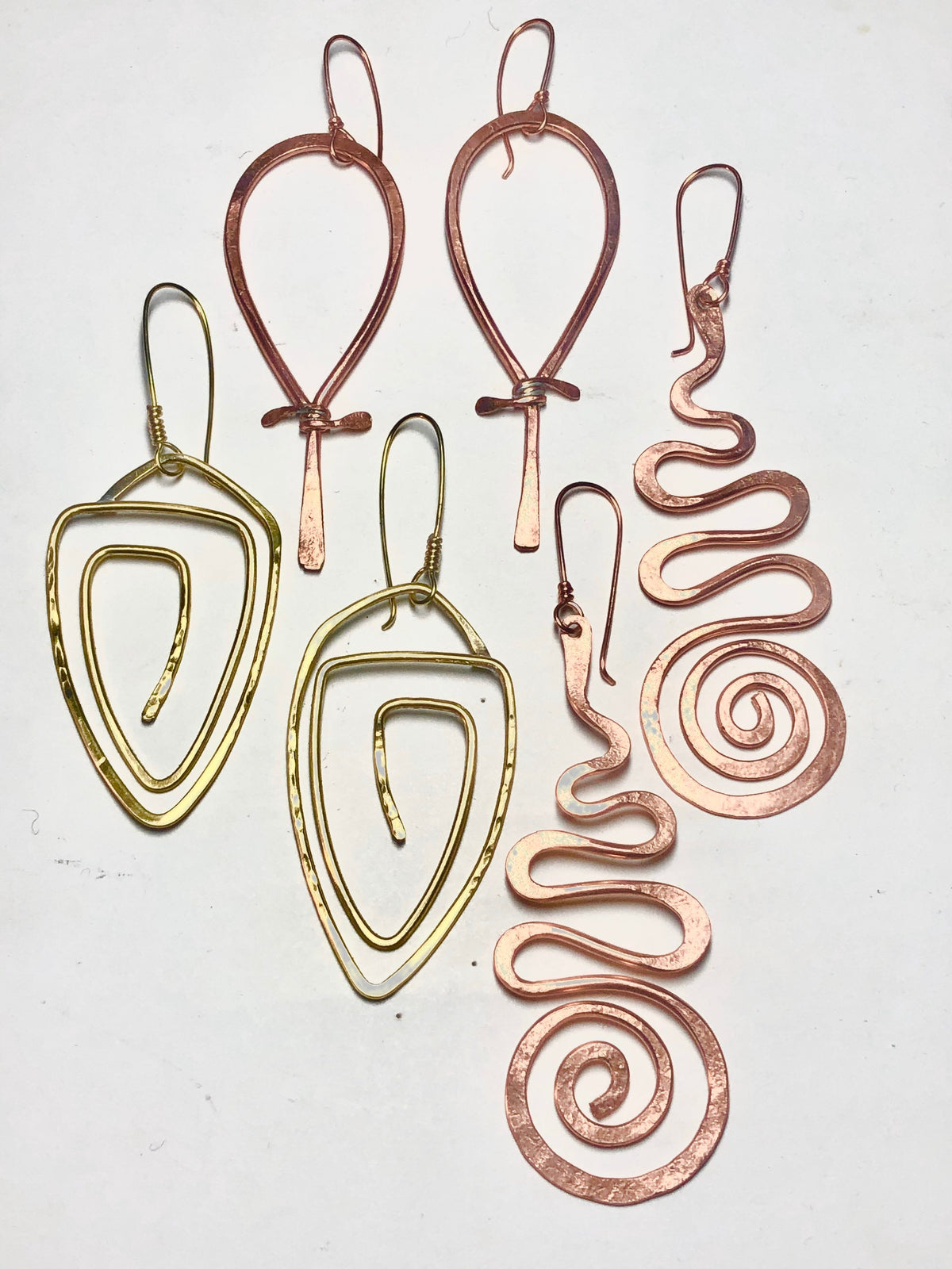 Wave Spiral Copper Earrings