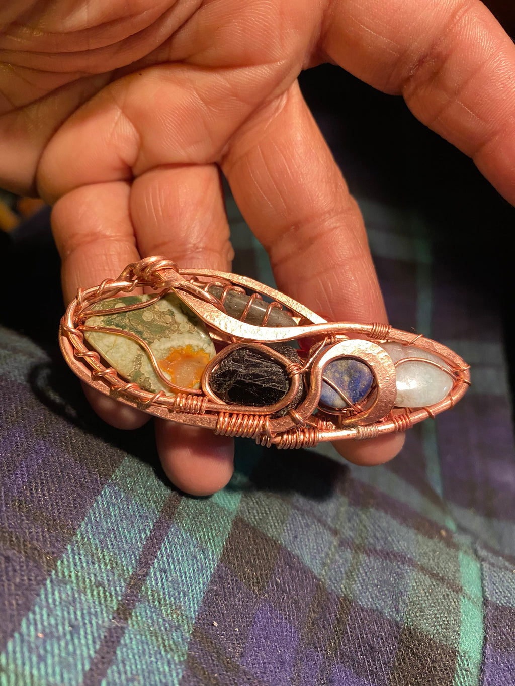 Copper Wire Wrapped Chakra Ring: Mixed Minerals