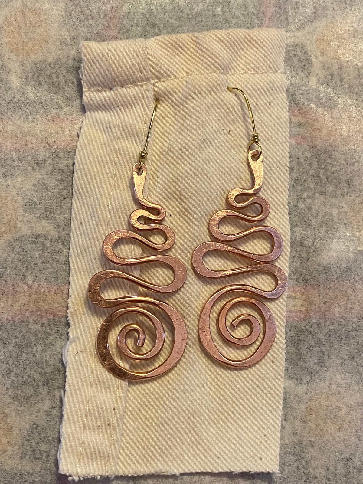 Wave Spiral Copper Earrings