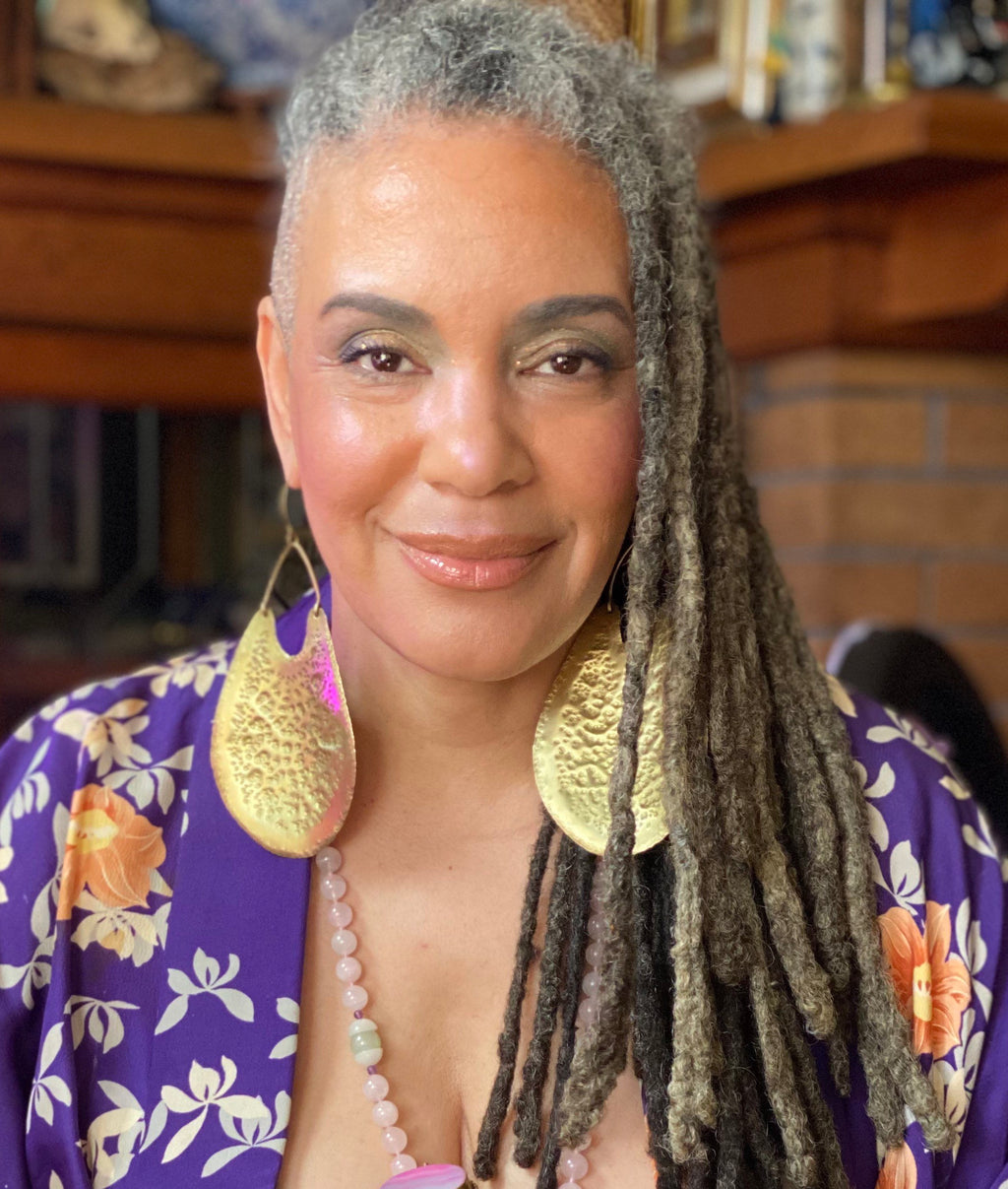 AZUA Gong Brass Statement Shield Earrings