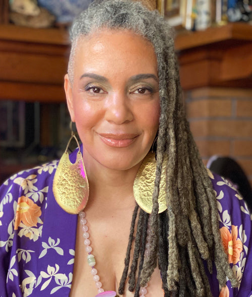 AZUA Gong Brass Statement Shield Earrings