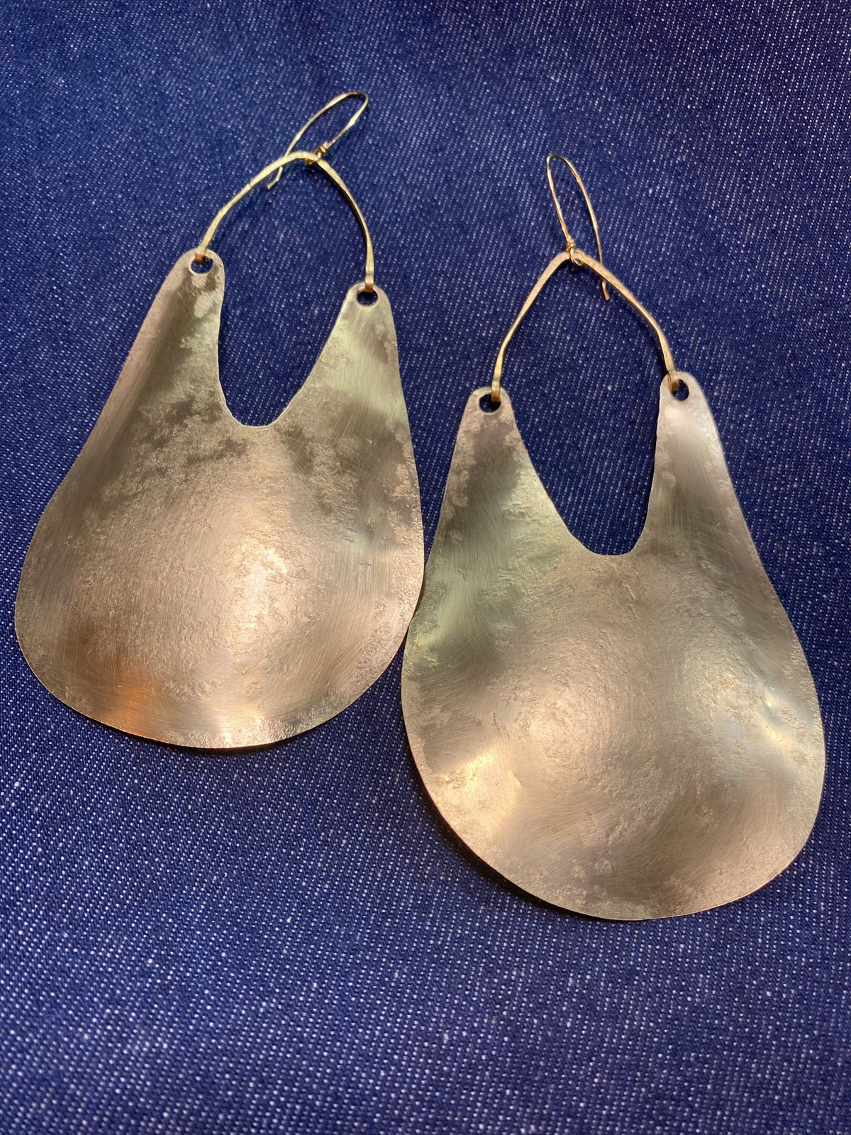 AZUA Gong Brass Statement Shield Earrings