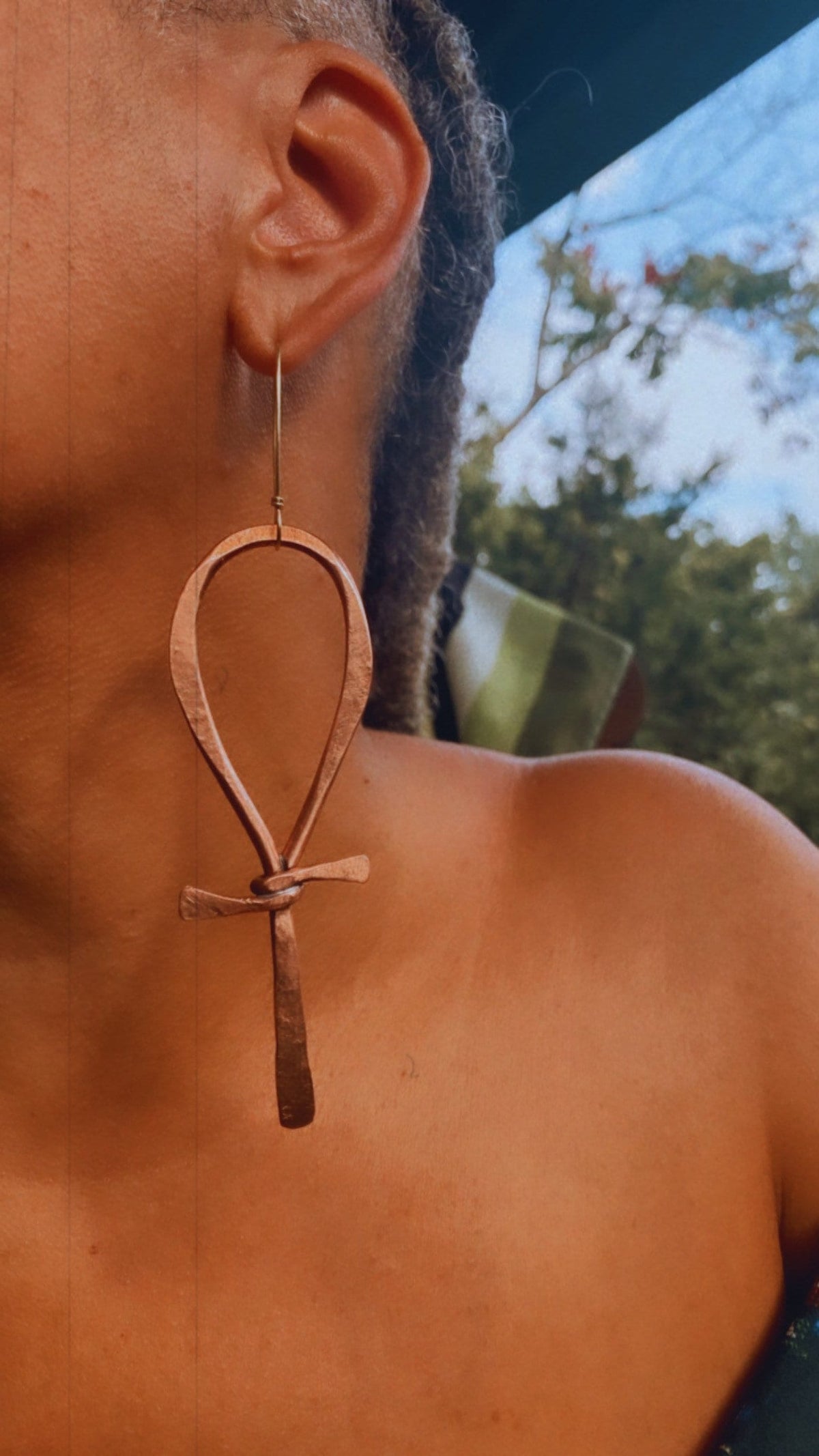 Ankh Breath Of LIFE Copper Statement Earrings