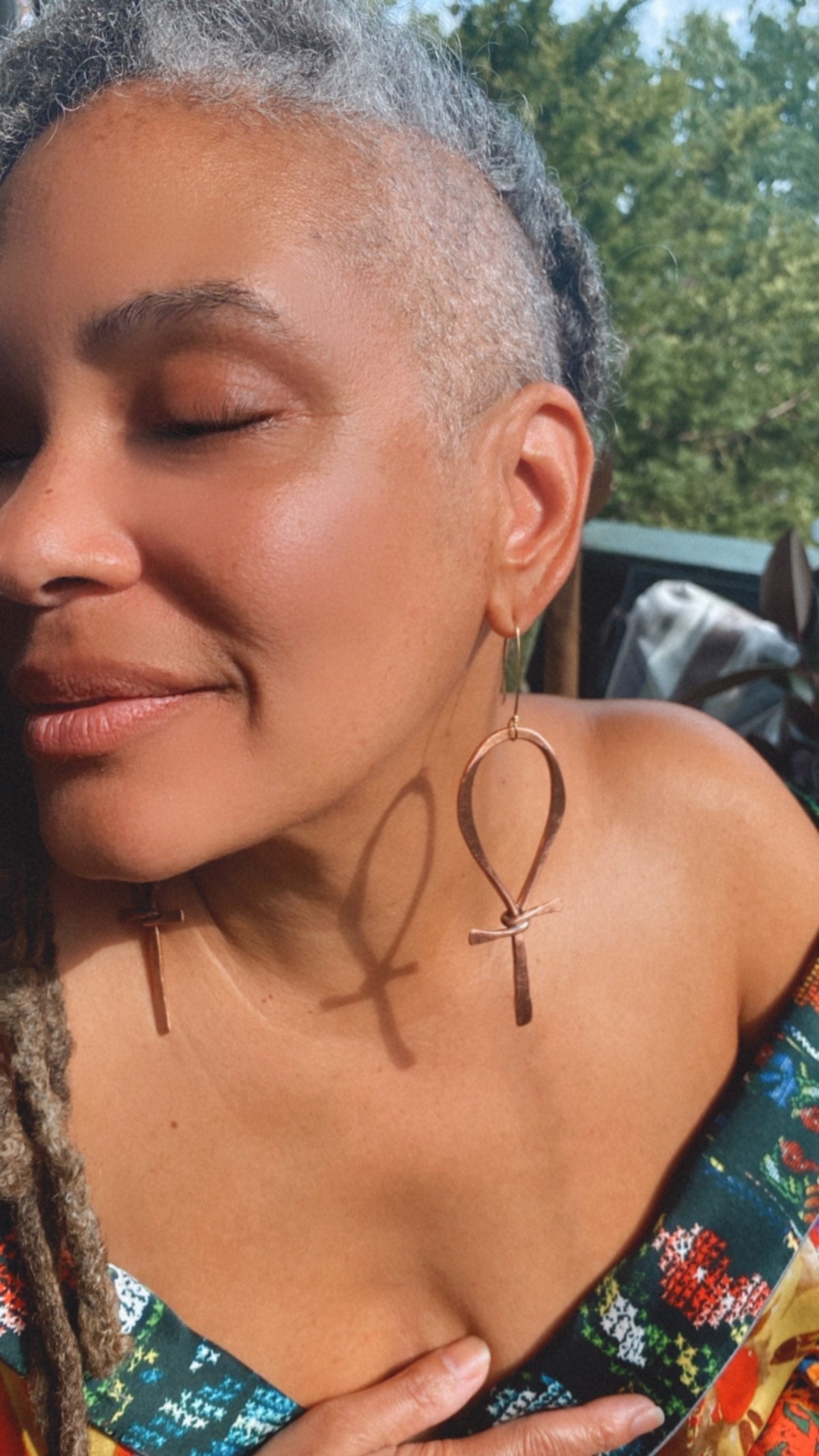 Ankh Breath Of LIFE Copper Statement Earrings