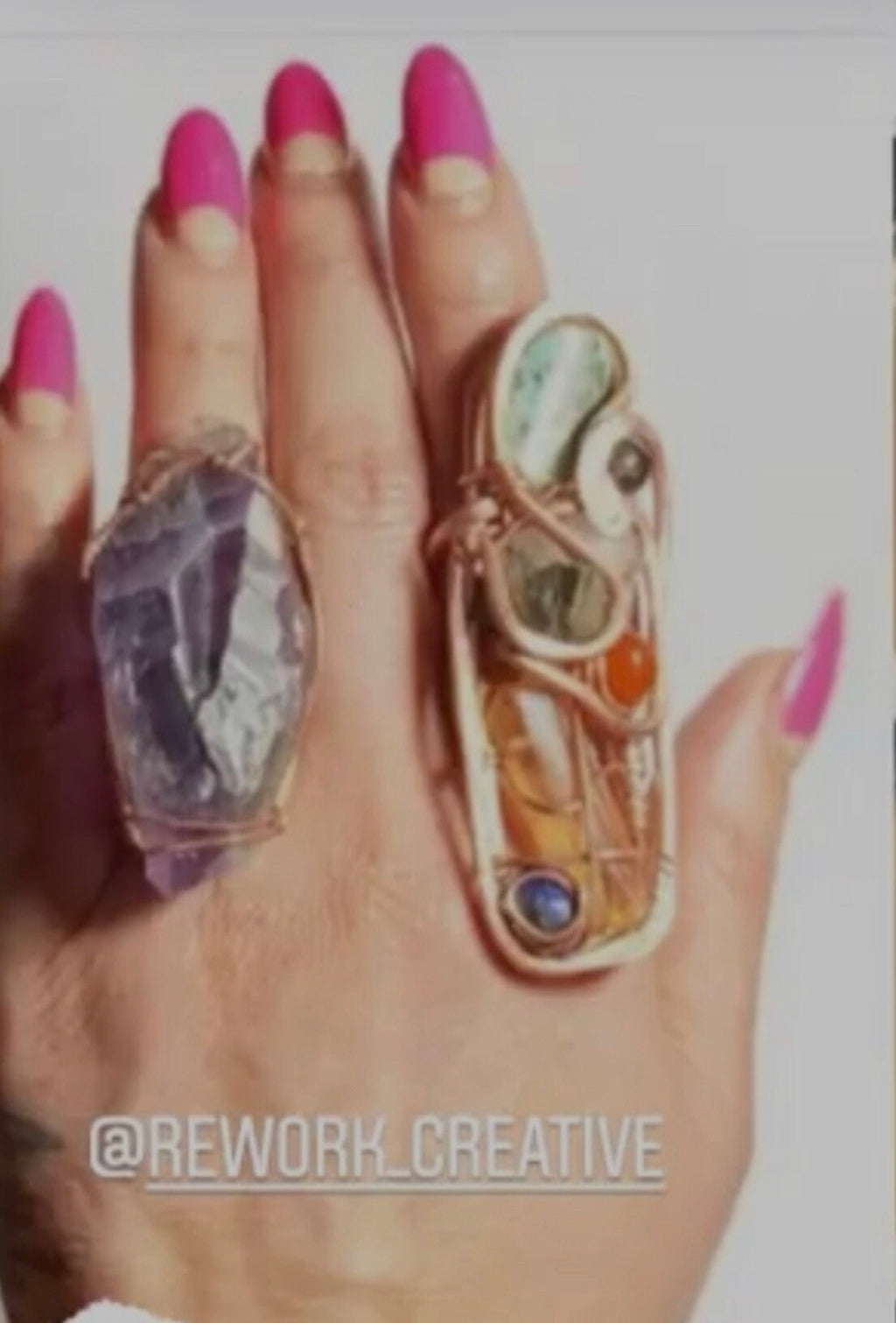 Copper Wire Wrapped Chakra Ring: Mixed Minerals