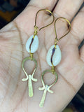 Breath of Life| Cowrie Shell & Brass Earrings