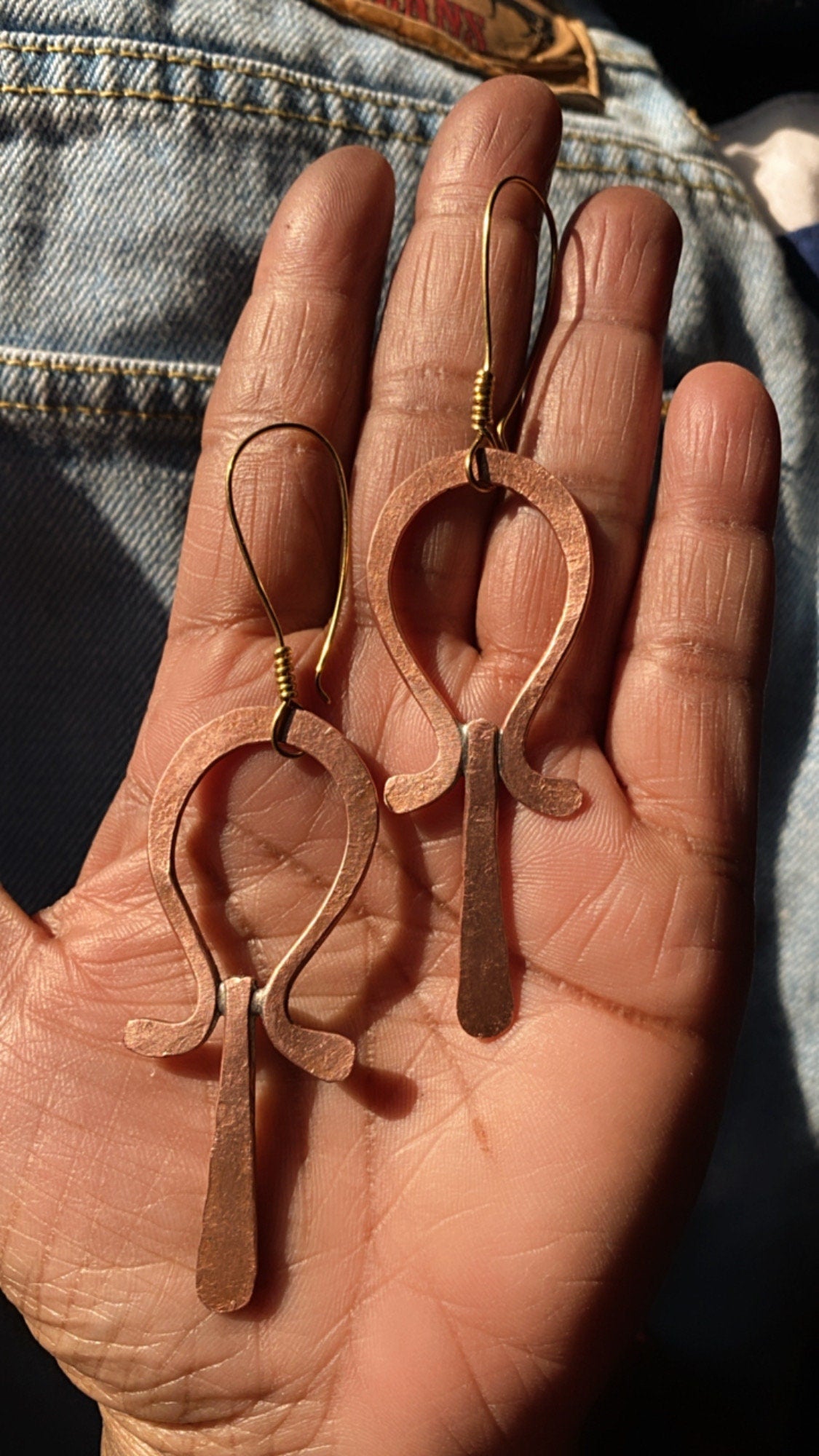 Ankh Breath Of LIFE Copper Statement Earrings