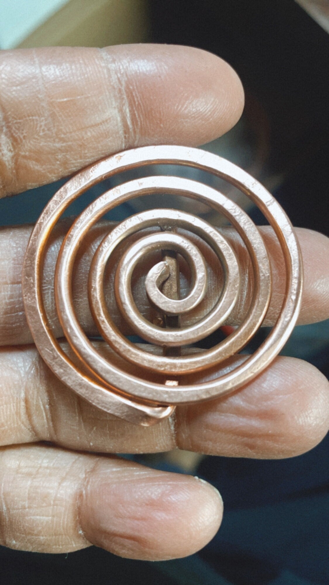 Copper or Brass Endless Flow Spiral Ring