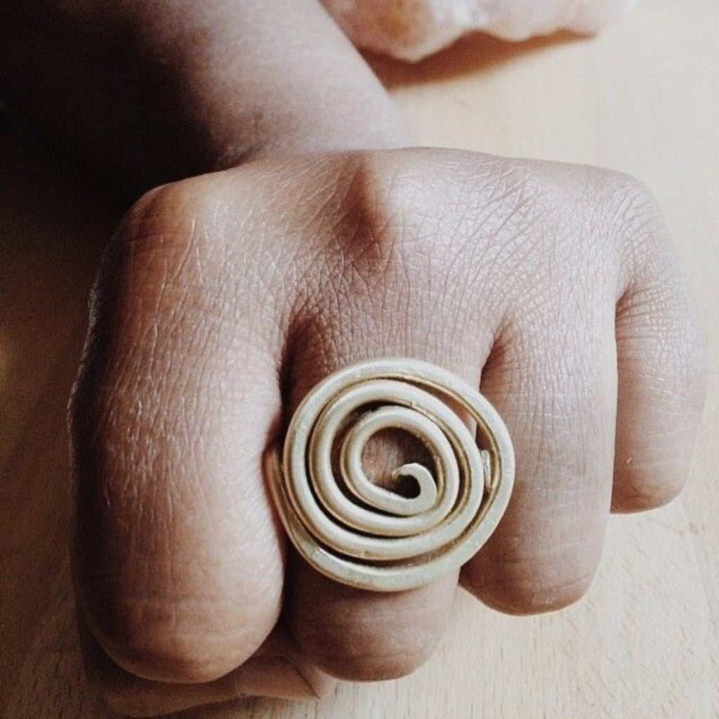 Copper or Brass Endless Flow Spiral Ring