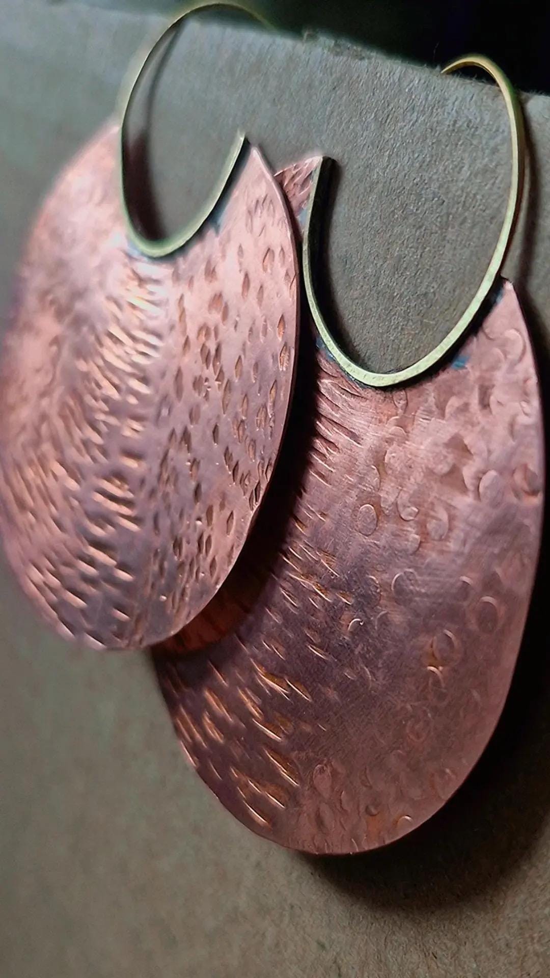Afro Futuristic Copper Disk Statement Hoop Earrings