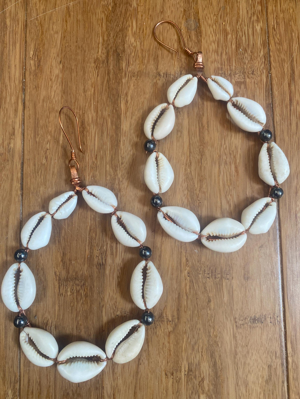 Cowrie Shell and Hematite Statement Earrings