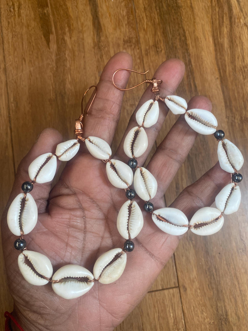 Cowrie Shell and Hematite Statement Earrings