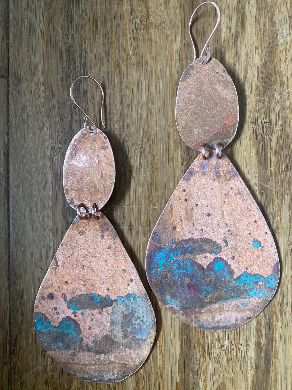 Modern Splattered Patina Statment Earrings