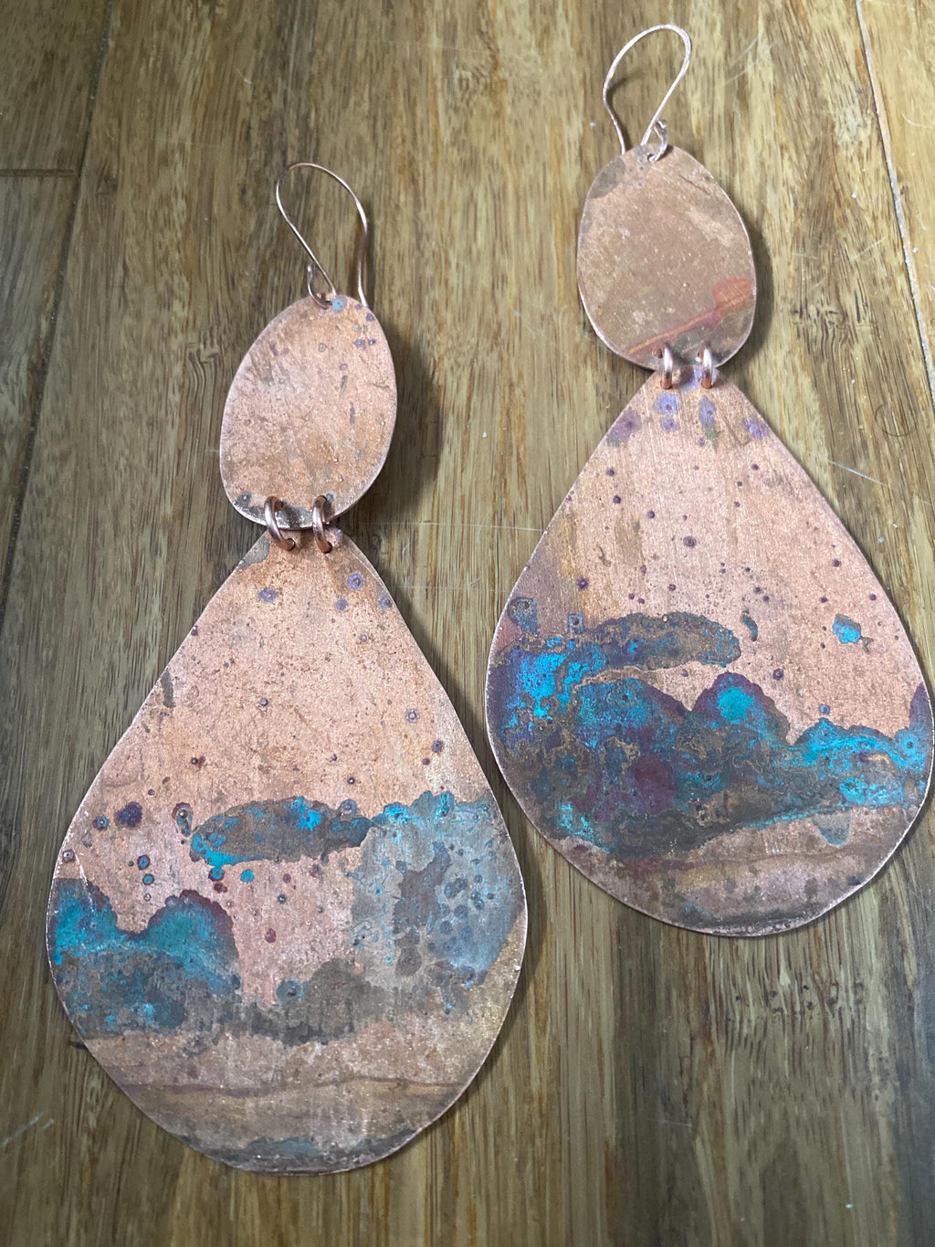 Modern Splattered Patina Statment Earrings