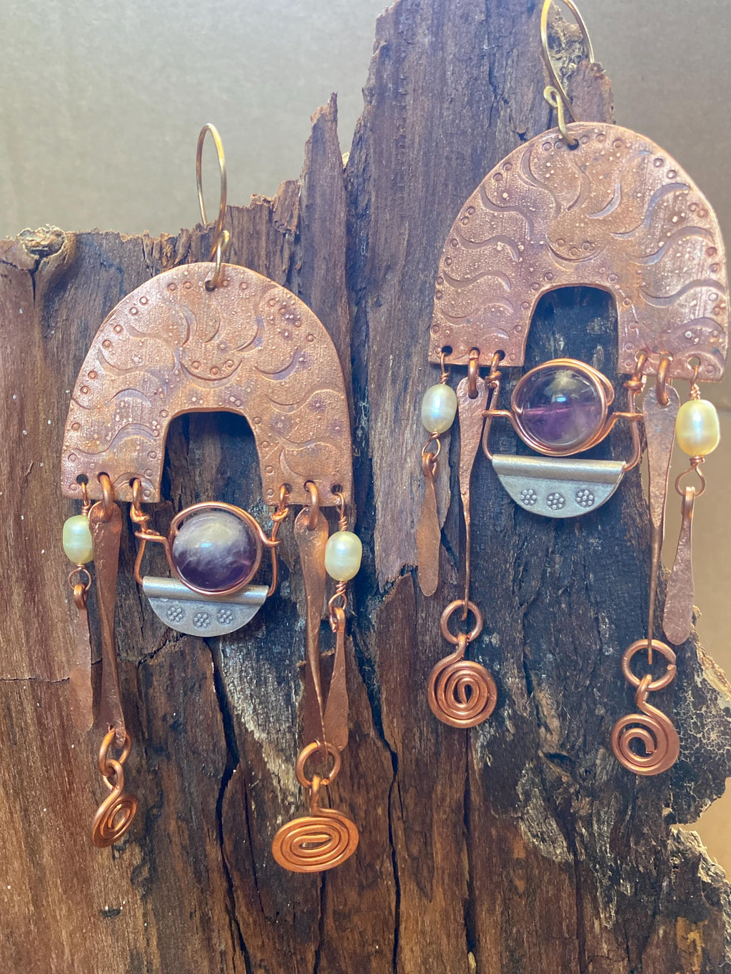 Super Seven & Copper Silver Earrings