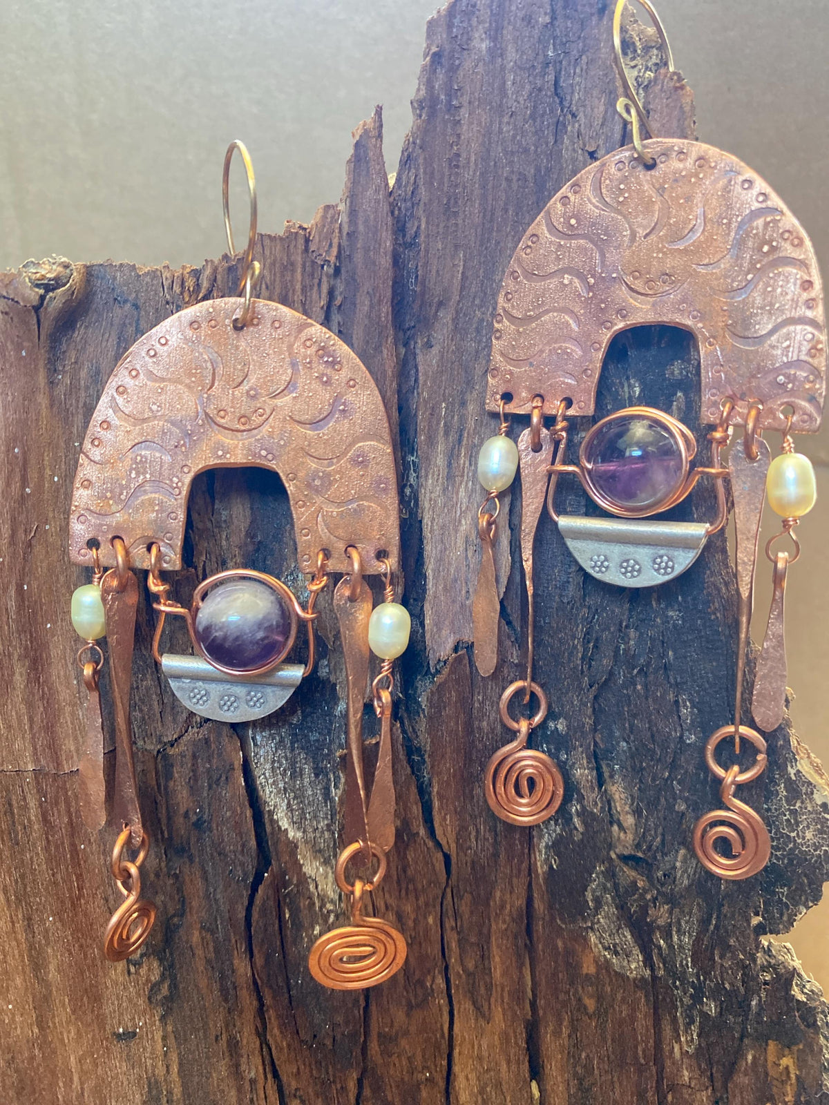 Super Seven & Copper Silver Earrings