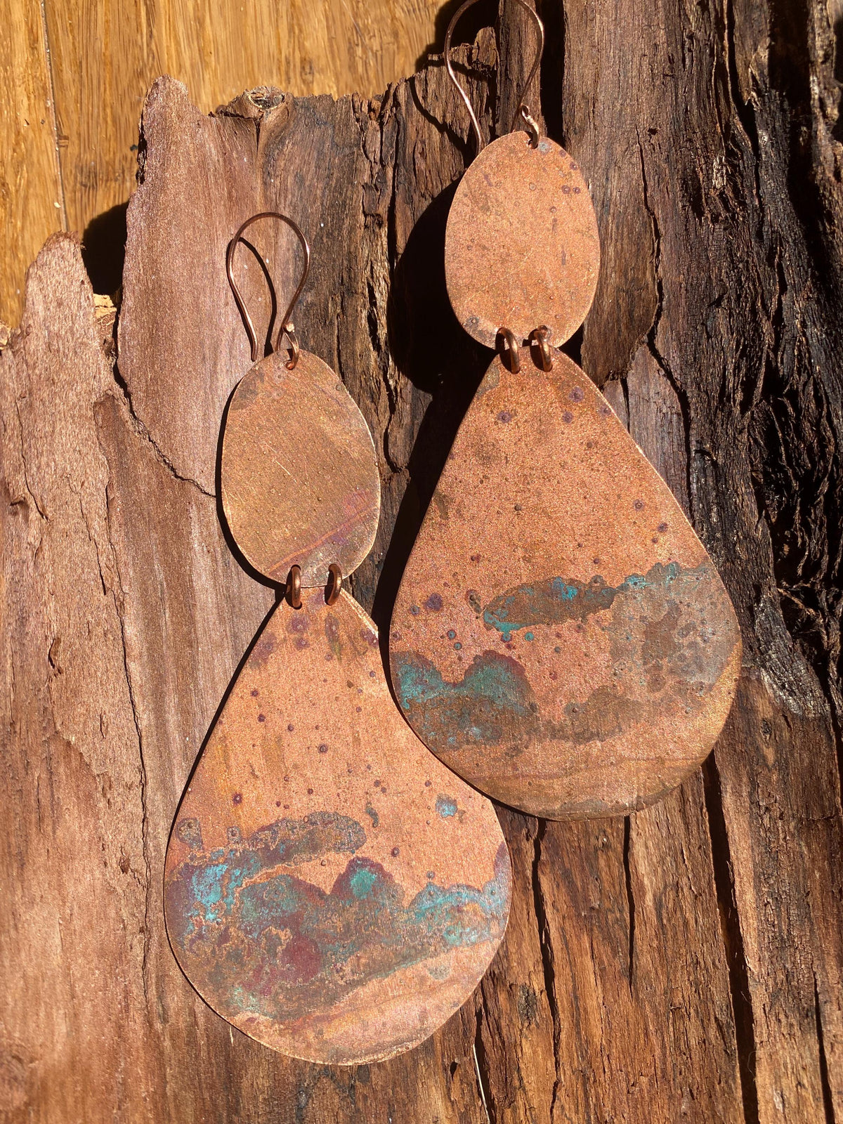 Modern Splattered Patina Statment Earrings