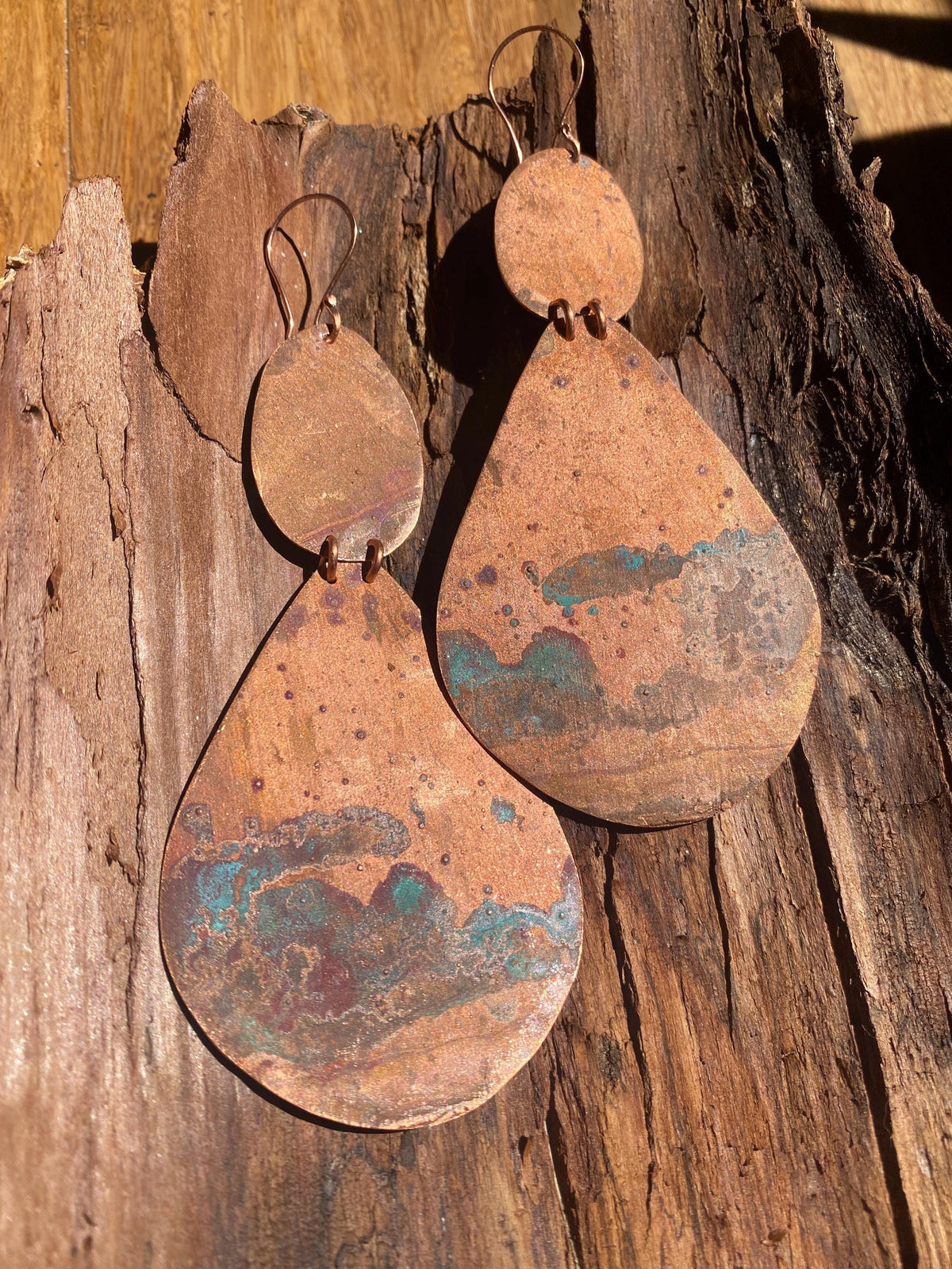 Modern Splattered Patina Statment Earrings