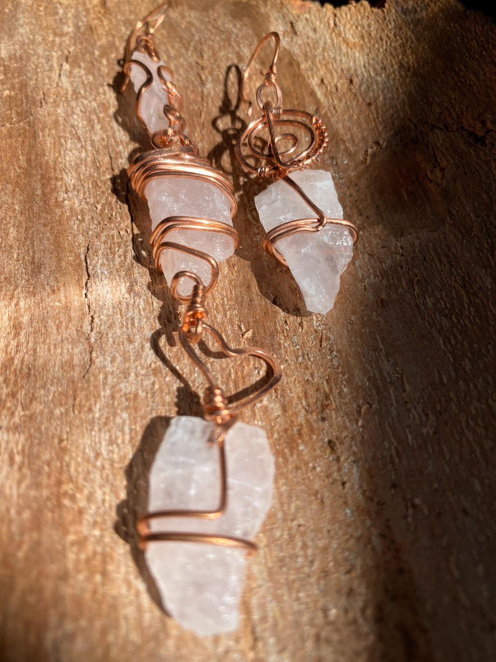Mixie Raw Rose Quartz Statement Earrings