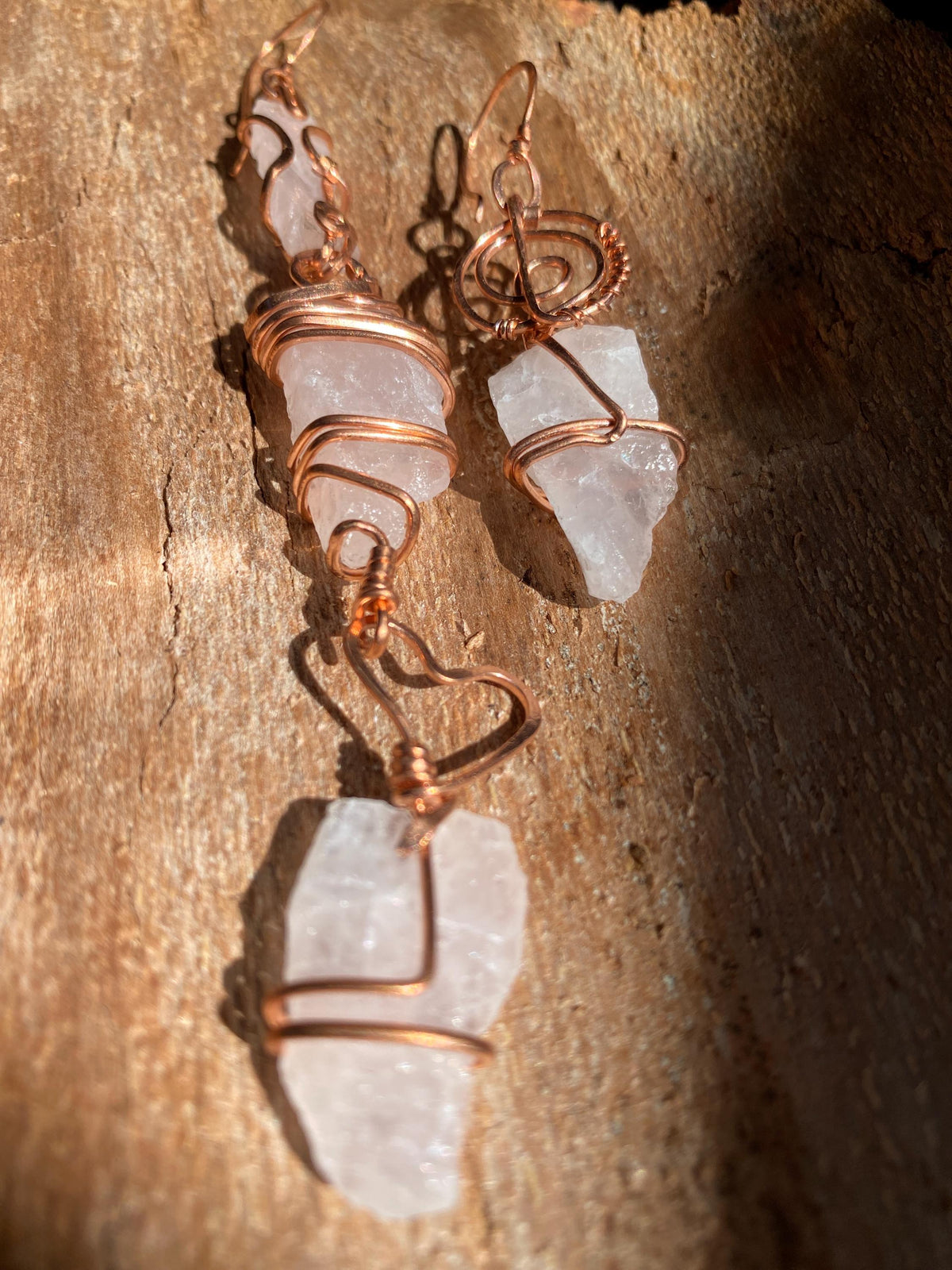 Mixie Raw Rose Quartz Statement Earrings