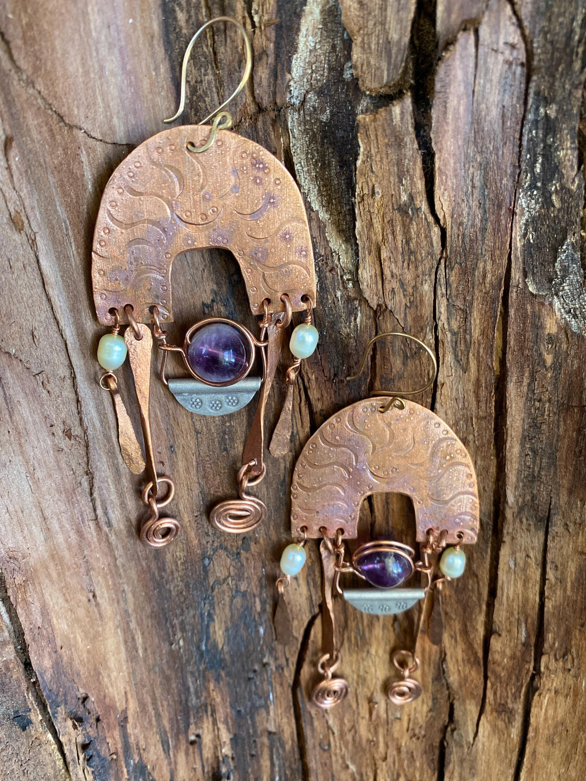 Super Seven & Copper Silver Earrings