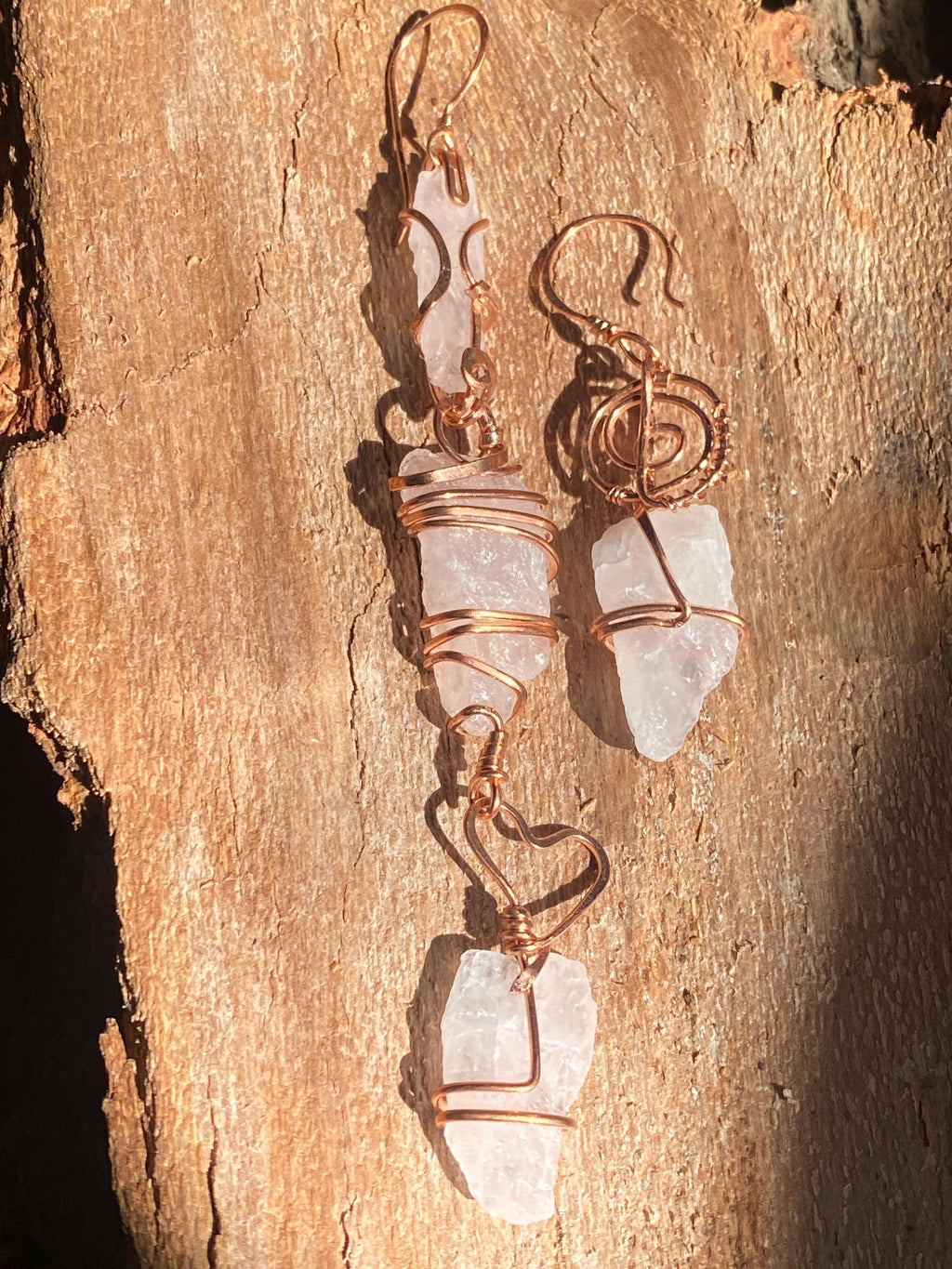 Mixie Raw Rose Quartz Statement Earrings