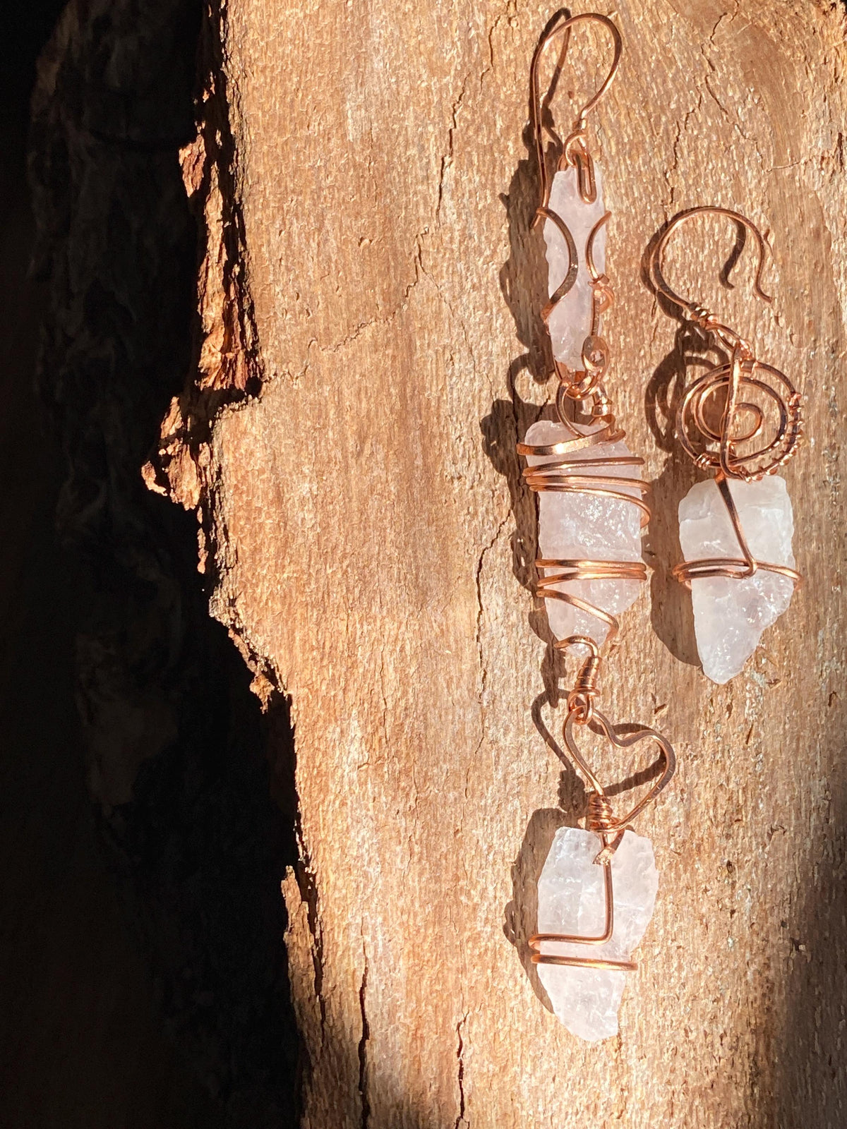 Mixie Raw Rose Quartz Statement Earrings
