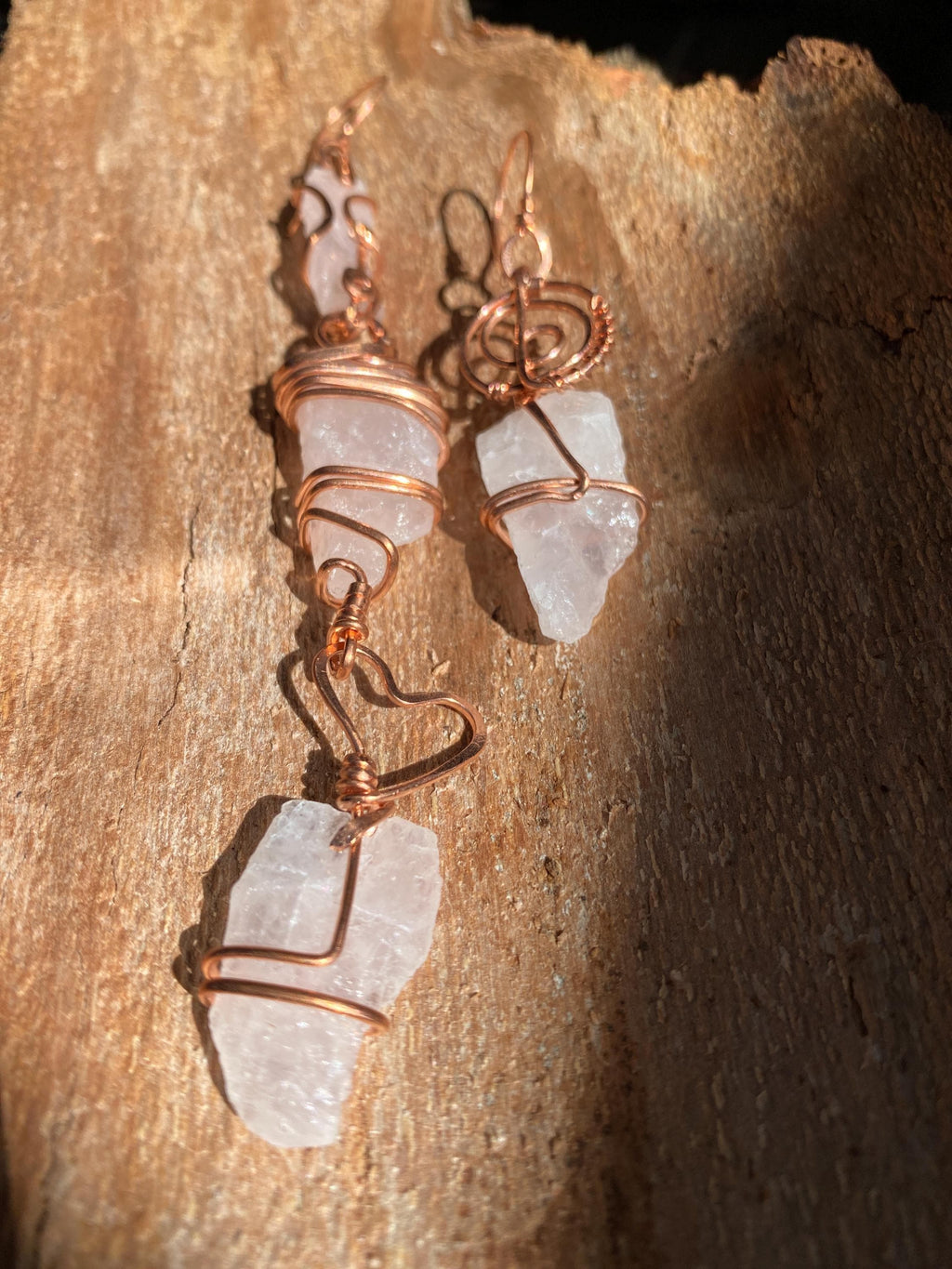 Mixie Raw Rose Quartz Statement Earrings