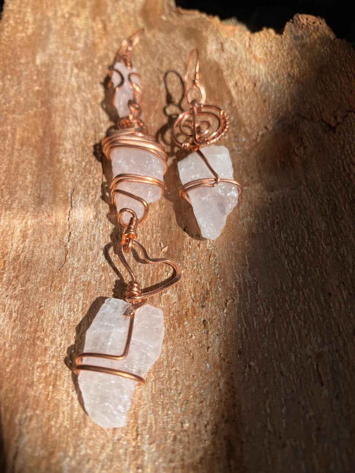 Mixie Raw Rose Quartz Statement Earrings