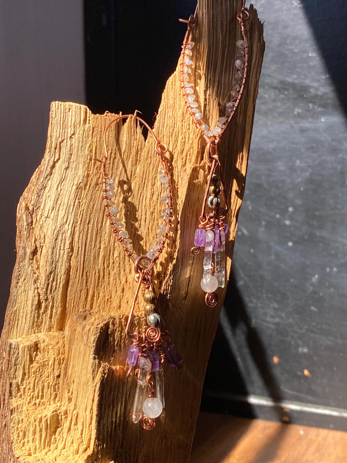 Multi Mineral Ethereal Copper Earrings