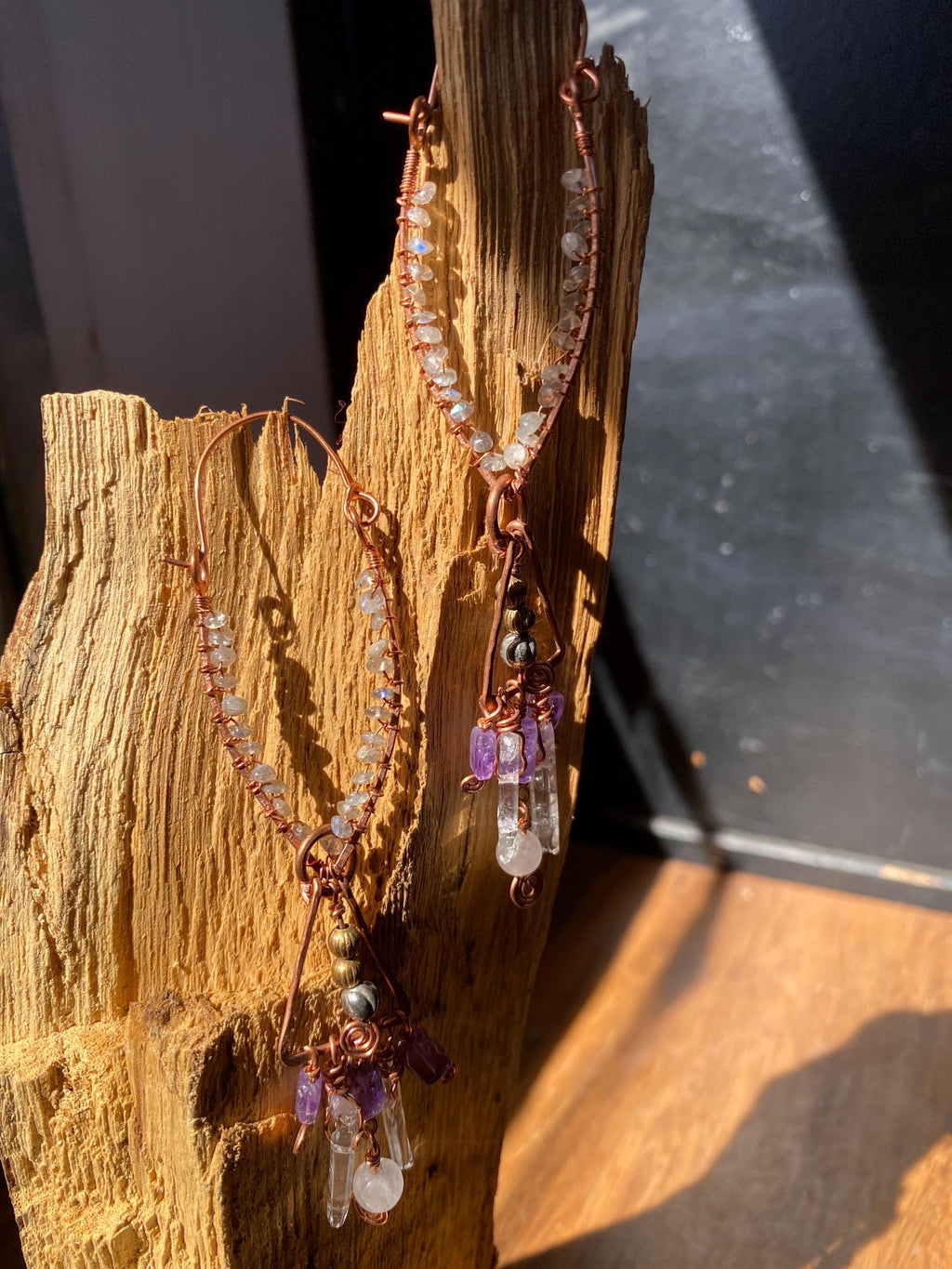 Multi Mineral Ethereal Copper Earrings
