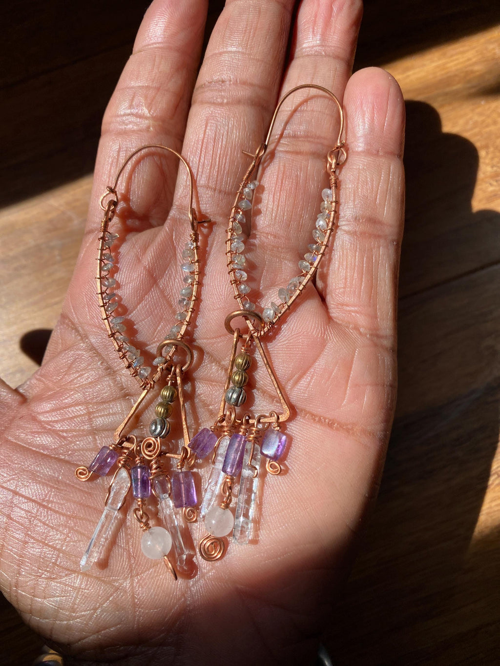 Multi Mineral Ethereal Copper Earrings