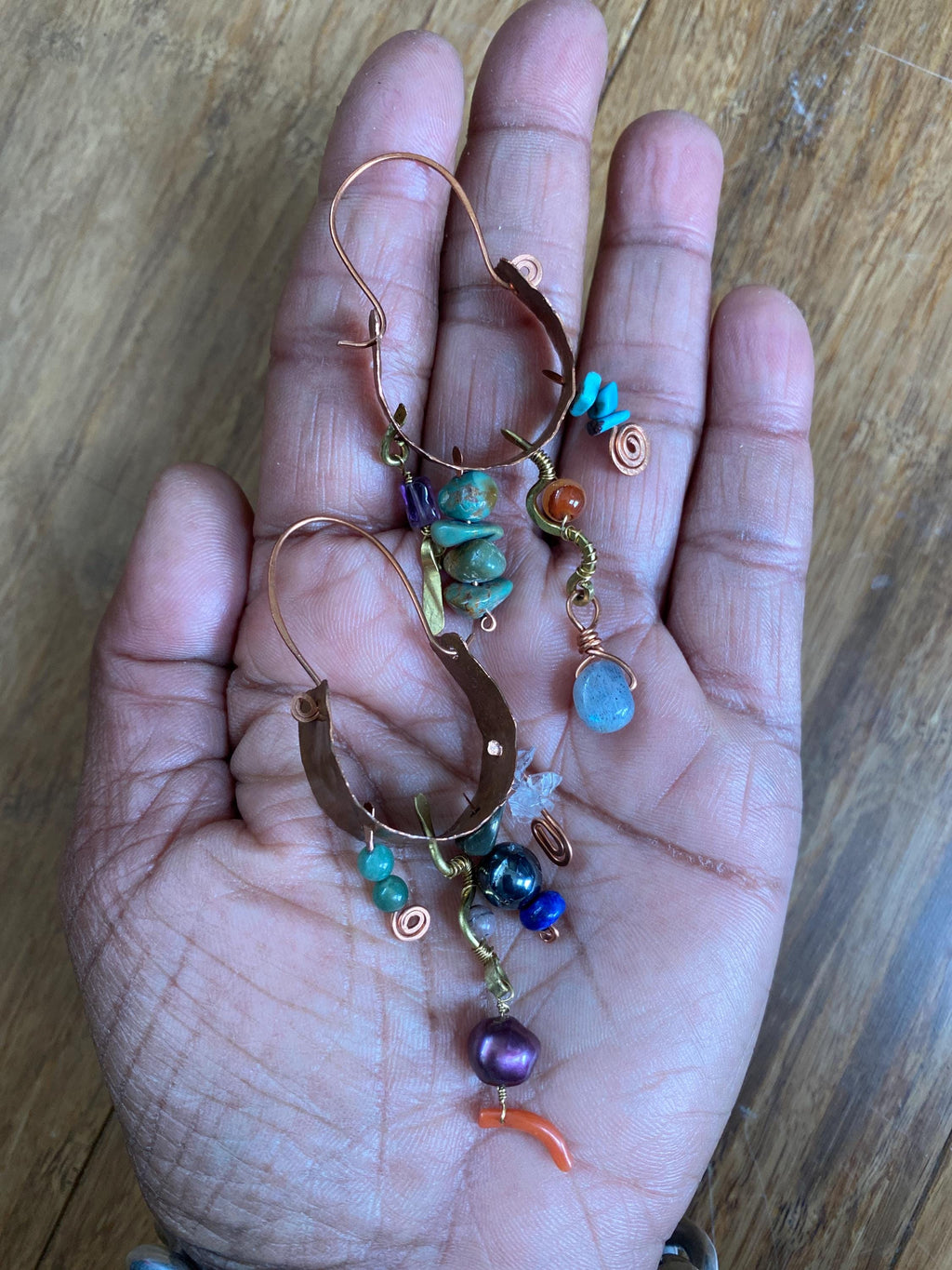 Multi Mineral Chakra Boho Earrings